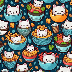 Ramen Cat Pattern