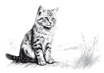 simple cat sketch on white backgorund