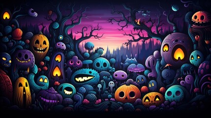 halloween background with pumpkins