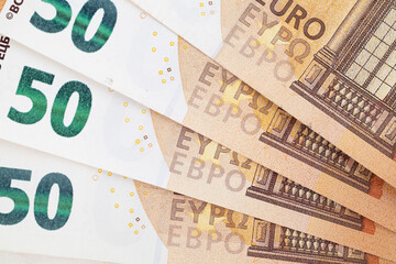 Euro banknotes money (EUR), currency of the European Union
