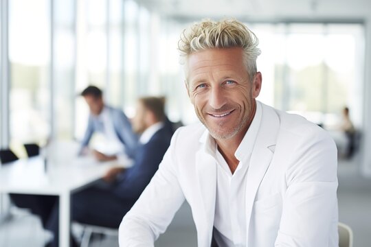 business businessman office mature middle aged meeting man portrait corporate manager smiling happiness professional executive worker businessperson generative ai