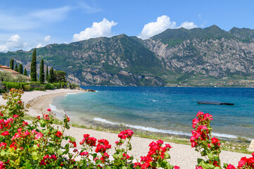 Landscape with Campagnola beach, Garda Lake, Italy