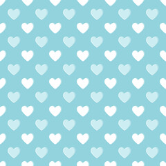 Seamless blue heart pattern background.Simple beige heart shape seamless pattern in diagonal arrangement. Love and romantic theme background.