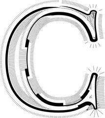 Modern abstract striped design with lines LETTER C