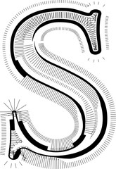 Modern abstract striped design with lines LETTER S