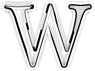 Obraz premium Modern abstract striped design with lines LETTER W