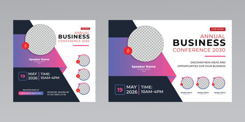 digital marketing corporate social media business conference live webinar invitation and instagram post template. 