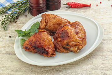 Roasted chicken leg with spicy sauce