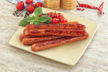 Roasted sausages in the plate