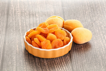 Dried apricot heap in the bowl