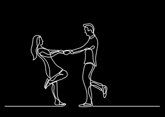 Fototapeta na wymiar continuous line drawing vector illustration with FULLY EDITABLE STROKE of couple as love relationships concept