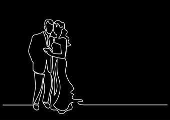 continuous line drawing vector illustration with FULLY EDITABLE STROKE of couple as love relationships concept © OneLineStock