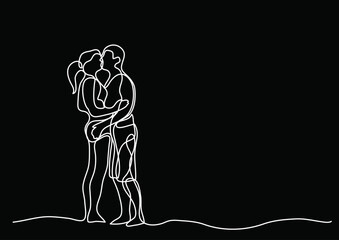 continuous line drawing vector illustration with FULLY EDITABLE STROKE of couple as love relationships concept