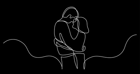 continuous line drawing vector illustration with FULLY EDITABLE STROKE of couple as love relationships concept