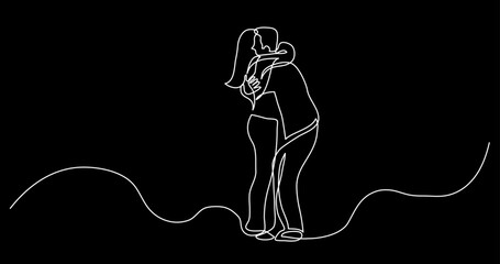 continuous line drawing vector illustration with FULLY EDITABLE STROKE of couple as love relationships concept