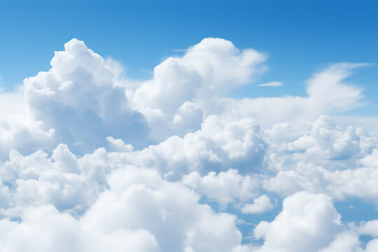 Background of fluffy clouds with blue sky