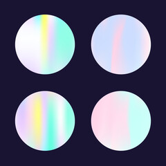 Holographic abstract backgrounds set. Gradient hologram.