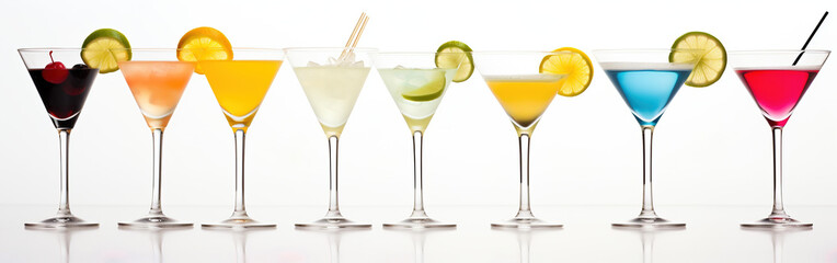 cocktail, drinking from straw, liquid, alcohol, glass, beverage on white background