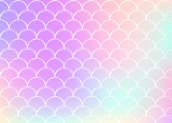 Gradient scale background with holographic mermaid.