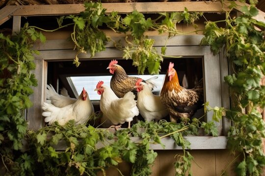 chickens roosting in a cozy, well-designed coop
