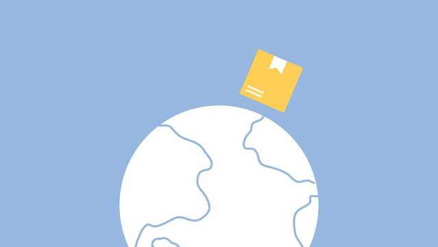the package. box. delivery. unloading. to the door. mail. worldwide delivery. sender. recipient. purchase. online store. to send. receive. vector illustration. color background. flat style.