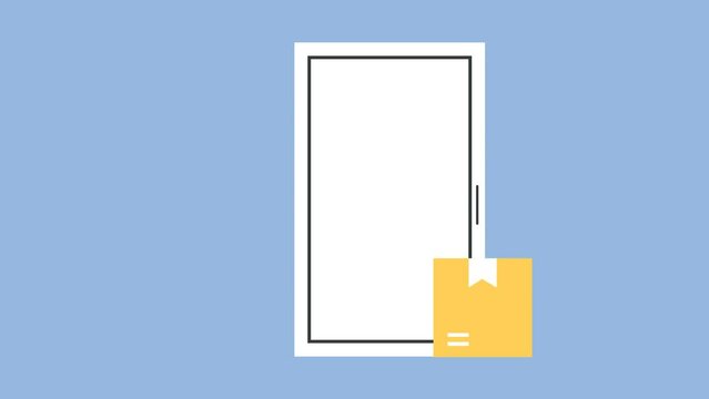 the package. box. delivery. unloading. to the door. mail. worldwide delivery. sender. recipient. purchase. online store. to send. receive. vector illustration. color background. flat style.