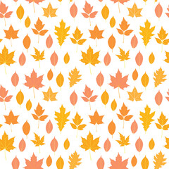 Autumn leaves seamless pattern, vector fall illustration. Red, yellow, and brown leaf background. Back to school design