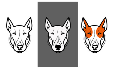 Beautiful bull terrier logo. Vetor illustration.