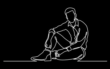 continuous line drawing vector illustration with FULLY EDITABLE STROKE of regular authentic person in life situation as lifestyle concept