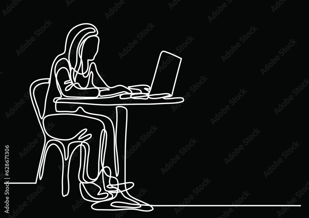 Wall mural continuous line drawing vector illustration with fully editable stroke of regular authentic person i