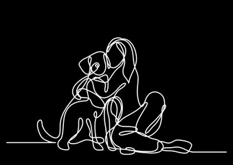 continuous line drawing vector illustration with FULLY EDITABLE STROKE of regular authentic person in life situation as lifestyle concept