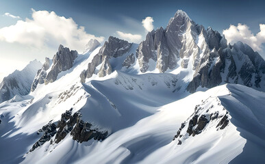 Snowy mountain peaks