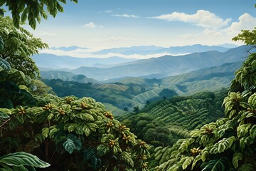 Columbian coffee plantations - obrazy, fototapety, plakaty