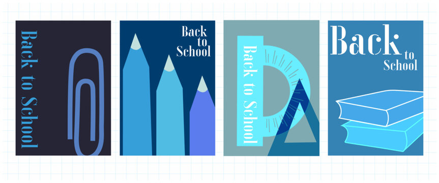 Set of school backgrounds with elements on school themes, simple background for poster.