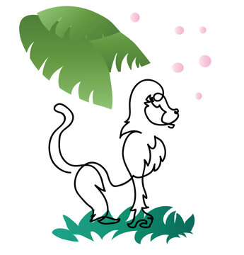 recommend clip art: One line drawing of baboon.
                    One continuous line drawing of monkey.