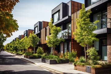 Townhouses made with brick veneer are a common feature in the suburban areas of Melbourne, Victoria...