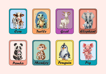 FARM ANIMALS • Editable Montessori Cards • Animals Flash Cards PDF Printable • Animals Flash Cards for Preschool Toys 
