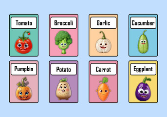FARM FRESH VEGETABLES • Editable Montessori Cards • Printable PDF Flash Cards for Preschool • Toys Flashcard for Kids.