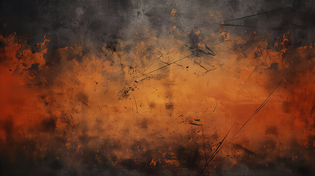 Abstract Orange Grey Black Metal Danger Grunge Aged Texture Background