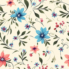 Fototapeta na wymiar Floral Pattern on a Cream Background 