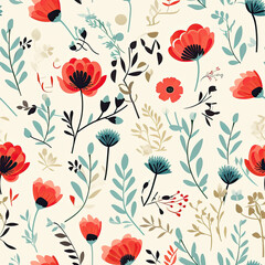 Floral Pattern on a Cream Background
