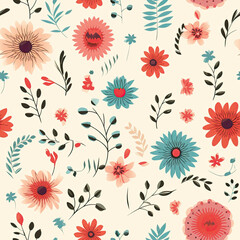 Floral Pattern on a Cream Background
