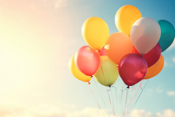  Balloons retro background. Balloons with Vintage color tone. Generative ai