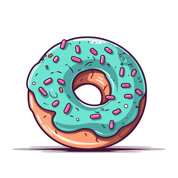 Colorful donut isolated on white background. Cute image of donut. Vector illustration