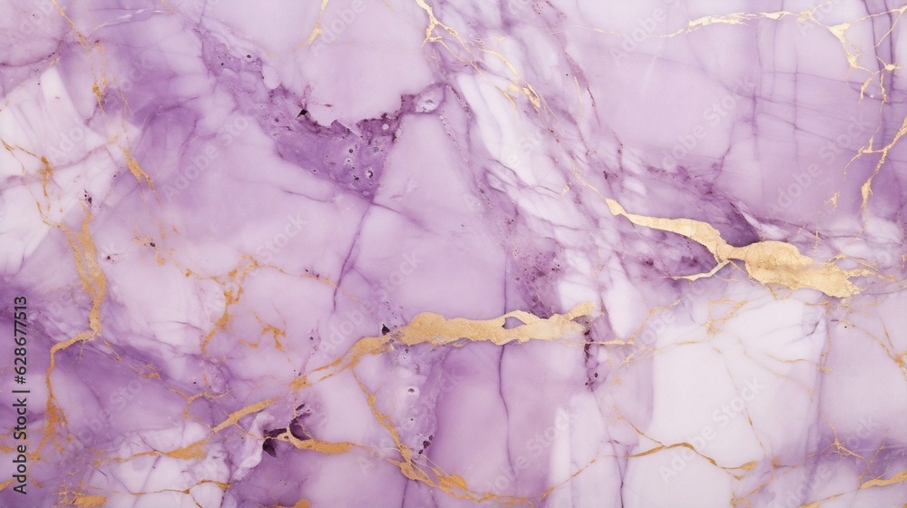 Poster generative ai : mauve liquid watercolor background with golden glitter splash. pastel violet marble 