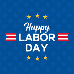 USA Labor Day greeting card on white background