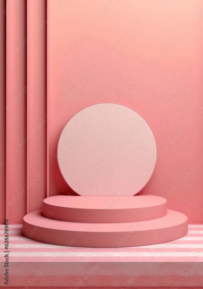 Poster Generative AI : Beautiful versatile backdrop for product design and presentation with a pink wall and smooth floor