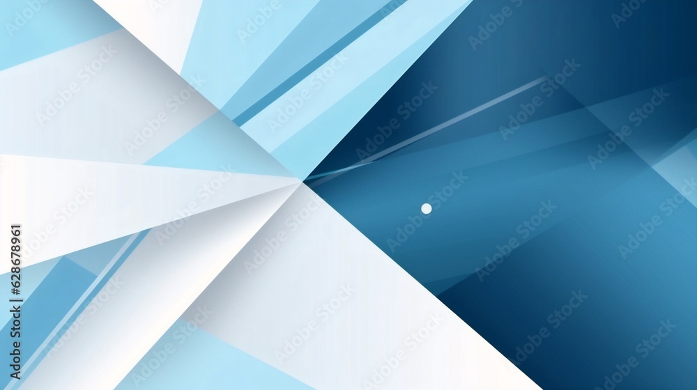 Poster generative ai : abstract geometric blue background with triangles and rectangles of paper and a ligh