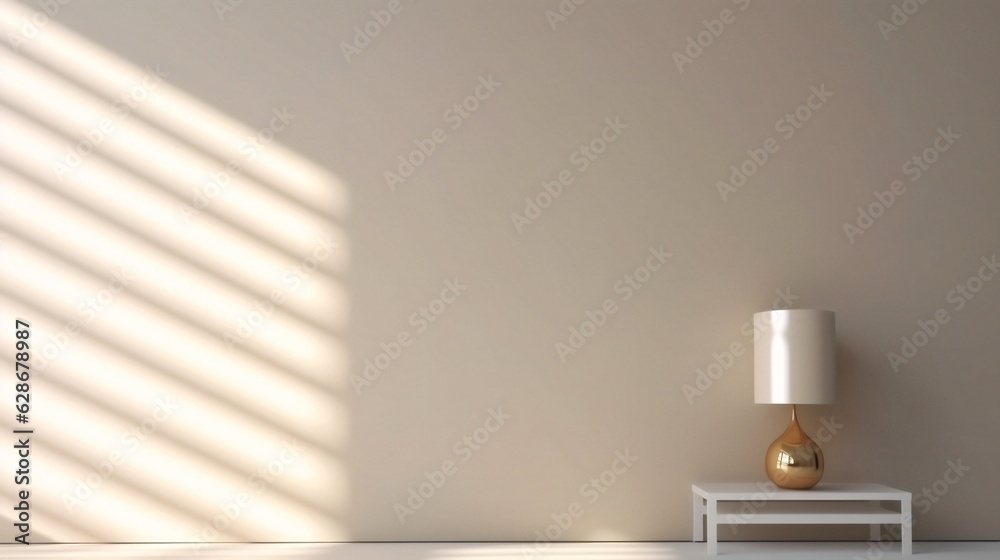Aufkleber Generative AI : Beautiful light minimalistic background for a presentation Glow of builtin warm lighting on a white wall