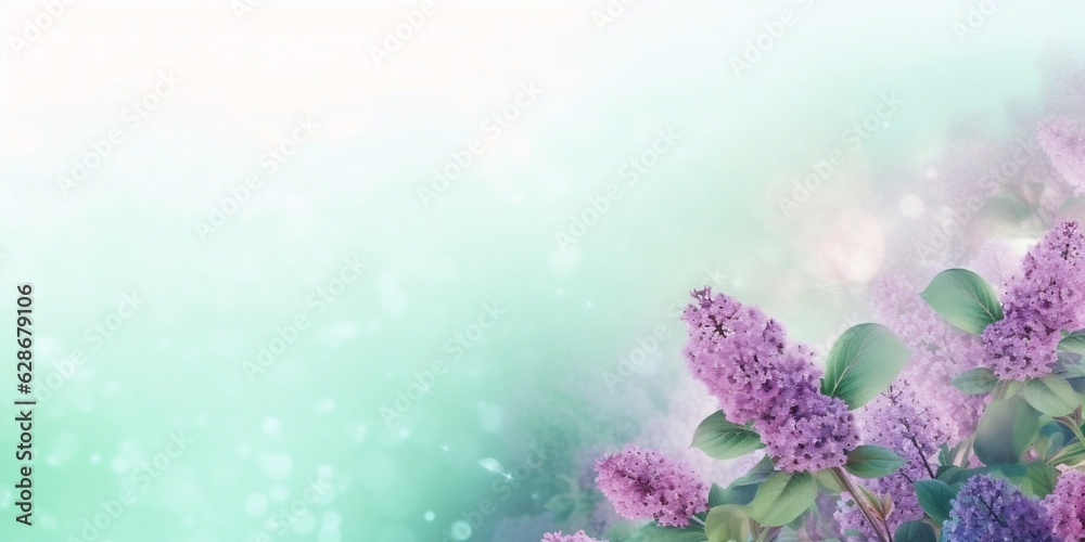 Poster generative ai : abstract floral spring summer natural template border with beautiful soft blurred li